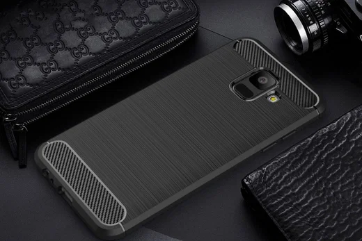 Samsung Galaxy A6 Geborsteld TPU Hoesje Zwart afbeelding 10