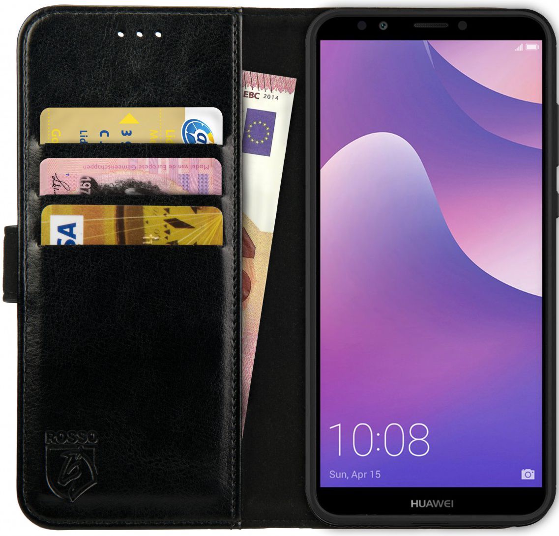 Rosso Element Huawei Y7 2018 Hoesje Book Cover Zwart afbeelding 1
