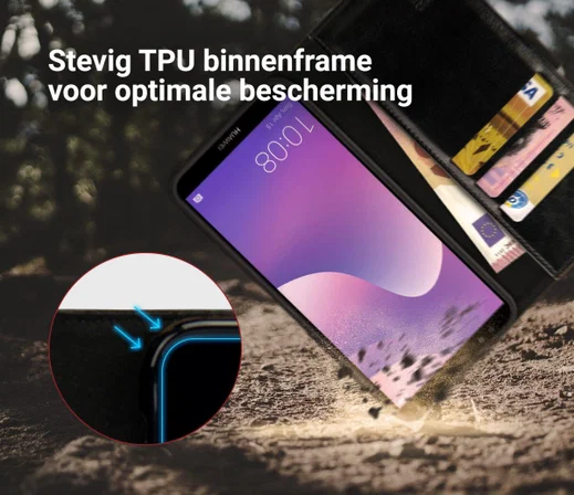 Rosso Element Huawei Y7 2018 Hoesje Book Cover Zwart afbeelding 5