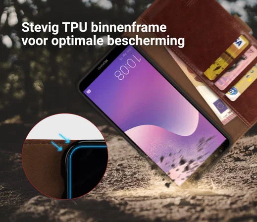 Rosso Element Huawei Y7 2018 Hoesje Book Cover Bruin afbeelding 5