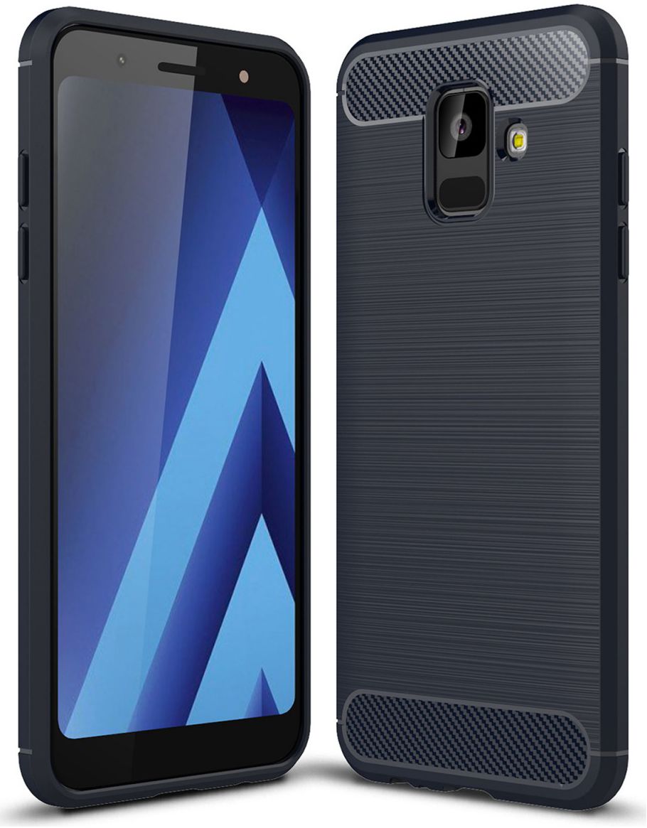 Samsung Galaxy A6 Geborsteld TPU Hoesje Blauw afbeelding 1