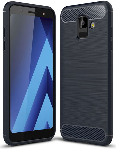 Samsung Galaxy A6 Geborsteld TPU Hoesje Blauw afbeelding 1