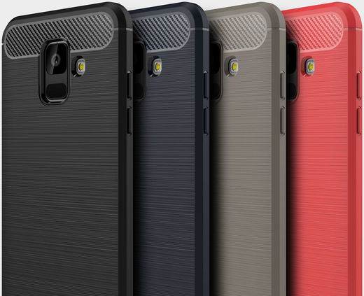 Samsung Galaxy A6 Geborsteld TPU Hoesje Blauw afbeelding 4