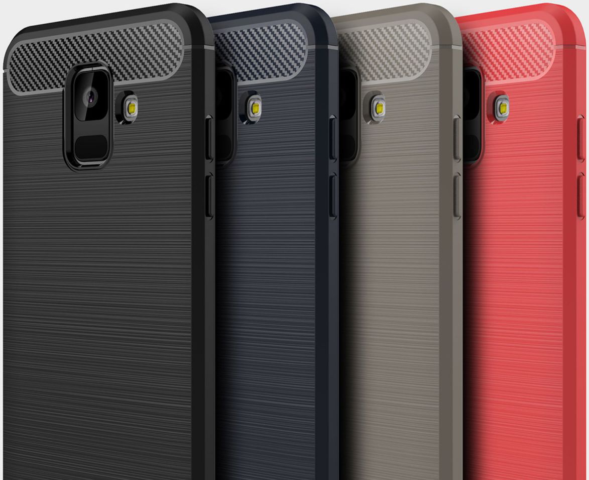 Samsung Galaxy A6 Geborsteld TPU Hoesje Grijs afbeelding 4
