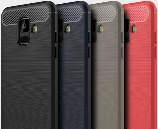 Samsung Galaxy A6 Geborsteld TPU Hoesje Rood afbeelding 4