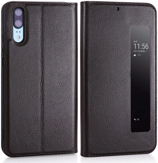 Huawei P20 Window View Hoesje Bruin afbeelding 5