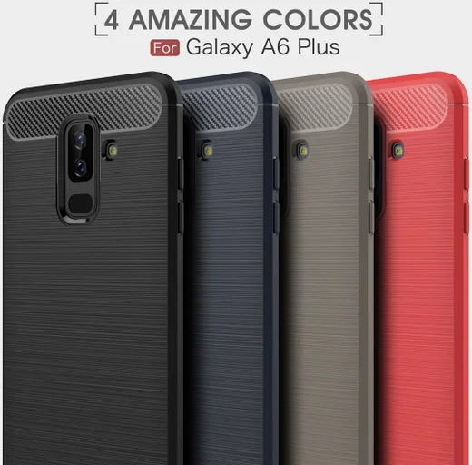 Samsung Galaxy A6 Plus Geborsteld TPU Hoesje Blauw afbeelding 4