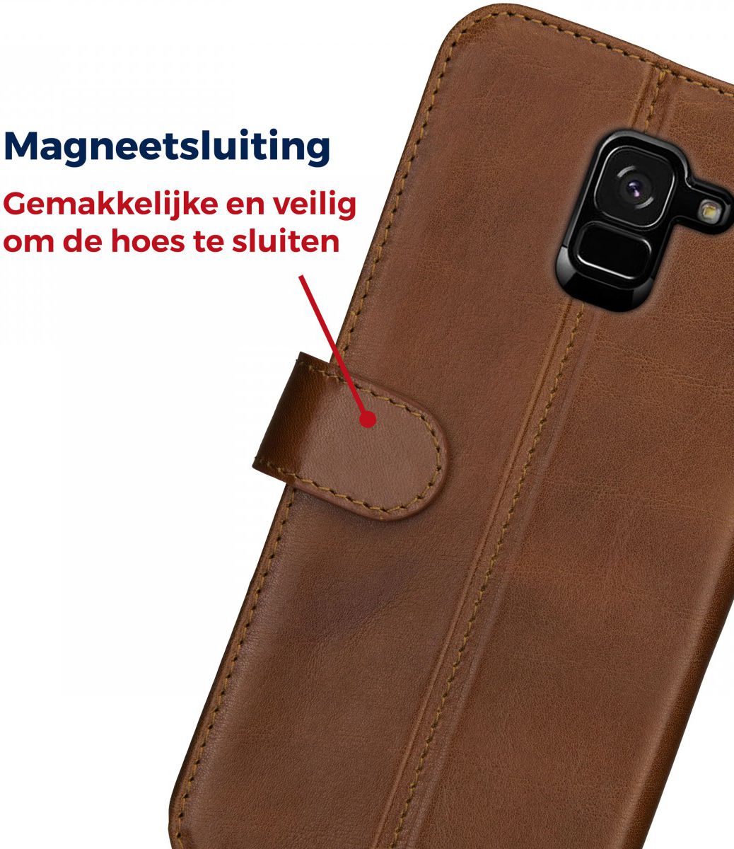 Rosso Deluxe Samsung Galaxy A6 Hoesje Echt Leer Book Case Bruin afbeelding 11