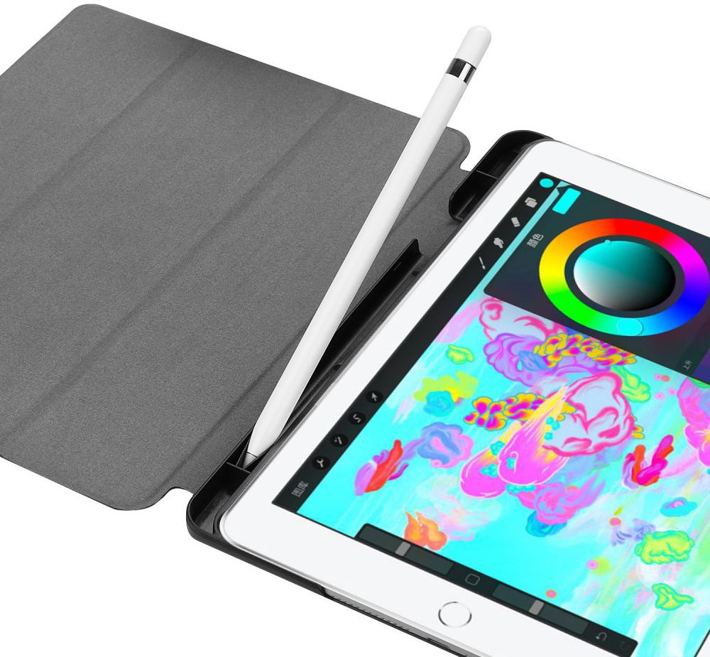 Apple iPad 2017 / 2018 / Air / Air 2 Tri-Fold Hoes Zwart afbeelding 3