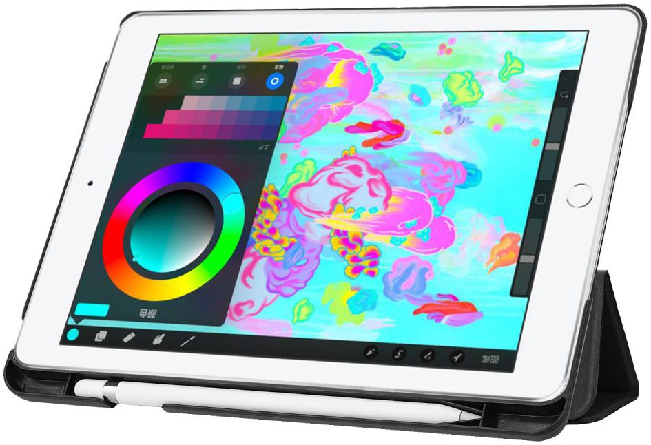 Apple iPad 2017 / 2018 / Air / Air 2 Tri-Fold Hoes Zwart afbeelding 5