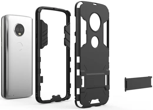 Motorola Moto G6 Plus Hybride Hoesje met Kickstand Zwart afbeelding 4