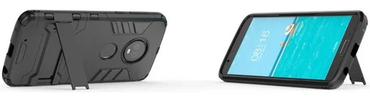 Motorola Moto G6 Plus Hybride Hoesje met Kickstand Zwart afbeelding 6