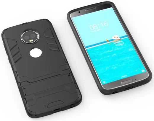 Motorola Moto G6 Plus Hybride Hoesje met Kickstand Zwart afbeelding 7