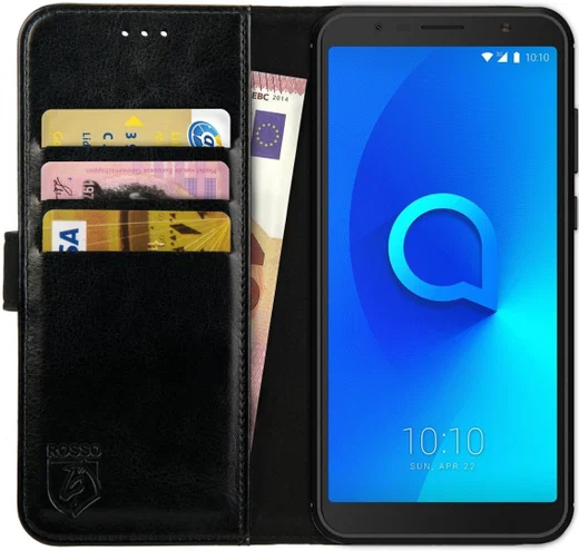Rosso Element Alcatel 3C Hoesje Book Cover Zwart afbeelding 1