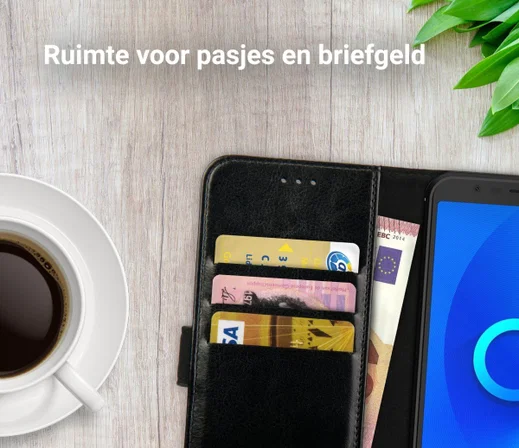 Rosso Element Alcatel 3C Hoesje Book Cover Zwart afbeelding 8