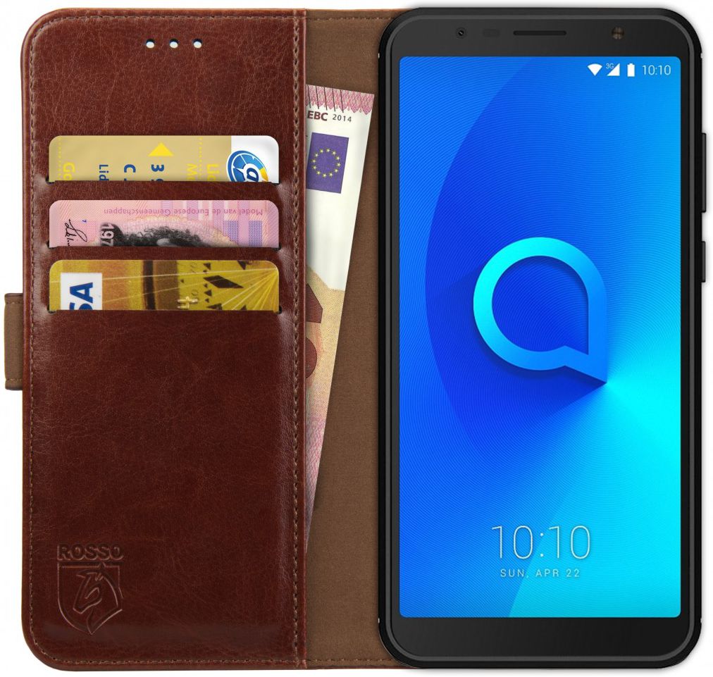 Rosso Element Alcatel 3C Hoesje Book Cover Bruin afbeelding 1