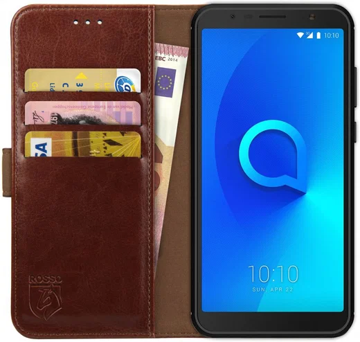 Rosso Element Alcatel 3C Hoesje Book Cover Bruin afbeelding 1
