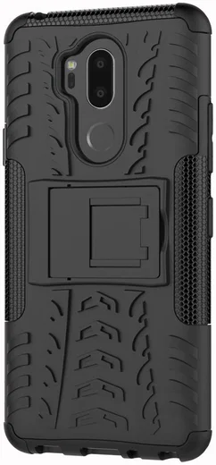 LG G7 Hybride Hoesje met Standaard Zwart afbeelding 1