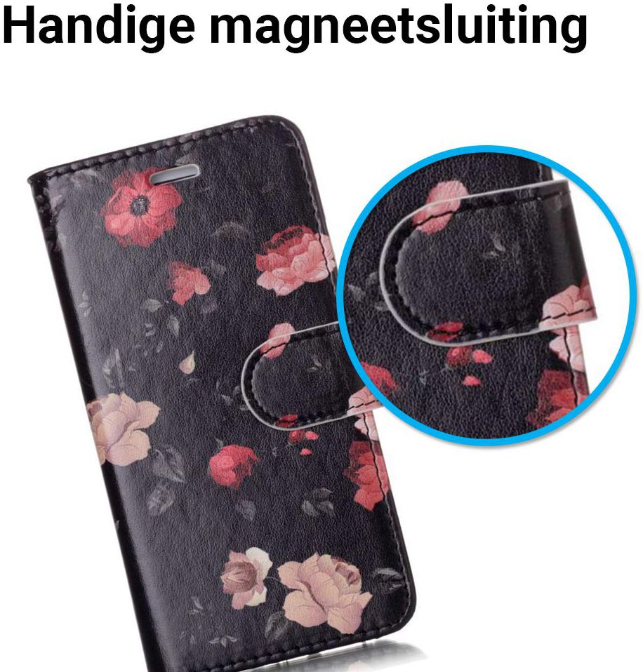 Apple iPhone 7 / 8 2-in-1 Portemonnee Hoesje met Print Bloemen afbeelding 6