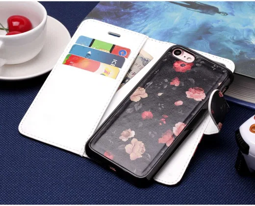 Apple iPhone 7 / 8 2-in-1 Portemonnee Hoesje met Print Bloemen afbeelding 10