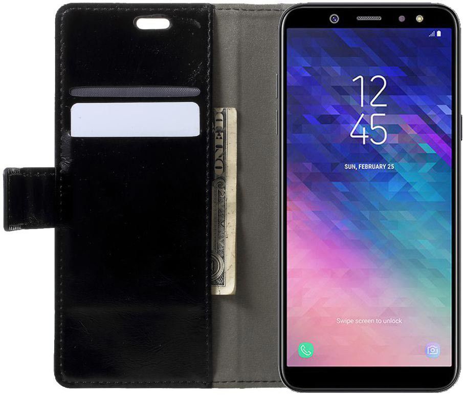 Samsung Galaxy A6 Plus Hoesje met Kaarthouder Zwart afbeelding 1