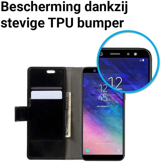 Samsung Galaxy A6 Plus Hoesje met Kaarthouder Zwart afbeelding 4