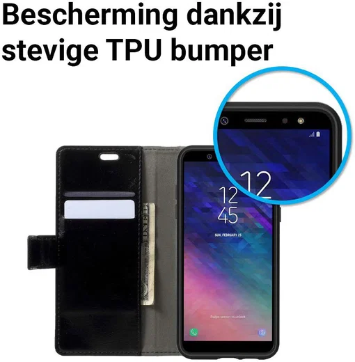 Samsung Galaxy A6 Hoesje met Kaarthouder Zwart afbeelding 4