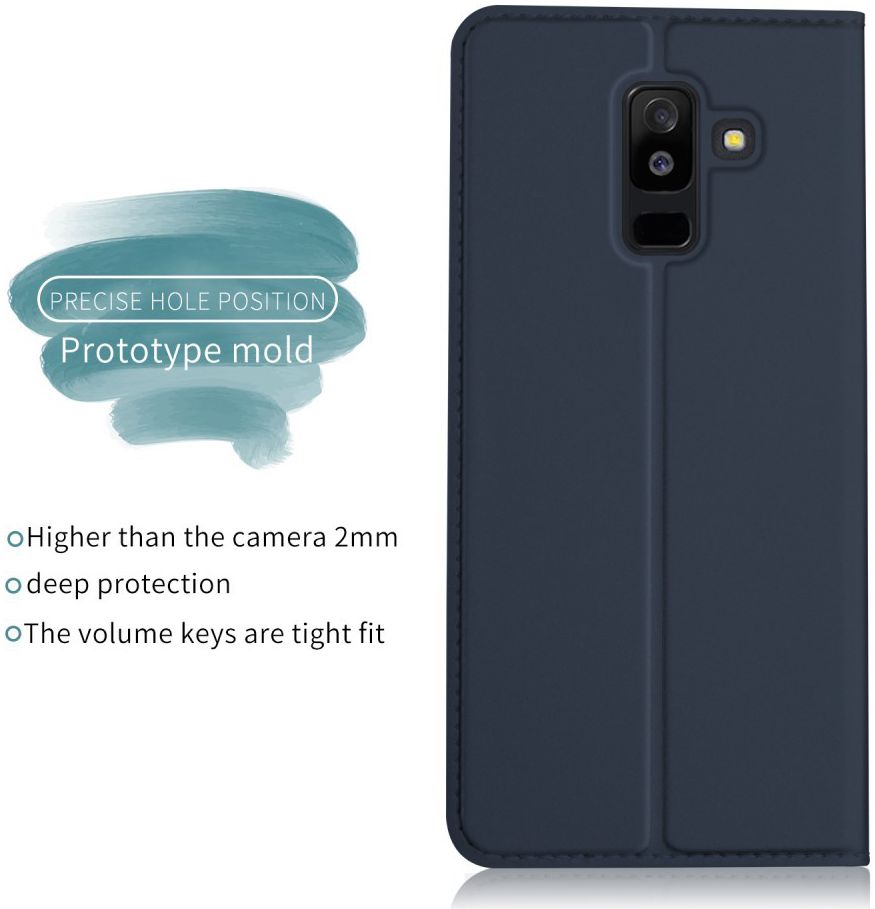 Samsung Galaxy A6 Plus Premium Hoesje met Kaarthouder Blauw afbeelding 5