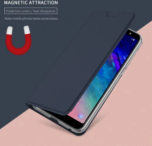 Samsung Galaxy A6 Plus Premium Hoesje met Kaarthouder Blauw afbeelding 6