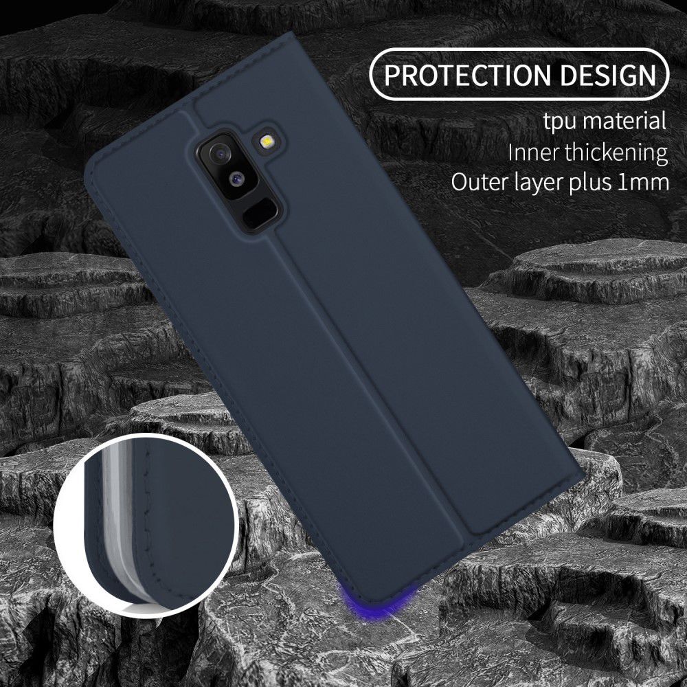 Samsung Galaxy A6 Plus Premium Hoesje met Kaarthouder Blauw afbeelding 7