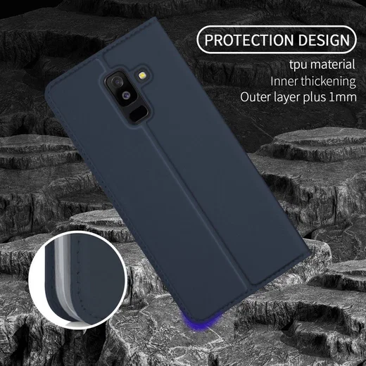 Samsung Galaxy A6 Plus Premium Hoesje met Kaarthouder Blauw afbeelding 7
