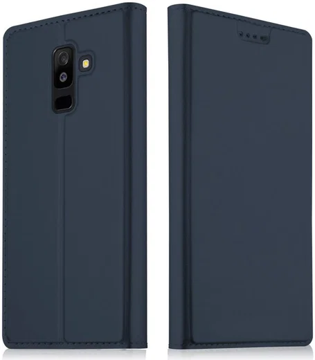 Samsung Galaxy A6 Plus Premium Hoesje met Kaarthouder Blauw afbeelding 1