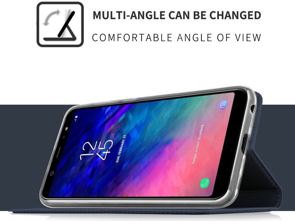Samsung Galaxy A6 Plus Premium Hoesje met Kaarthouder Blauw afbeelding 3