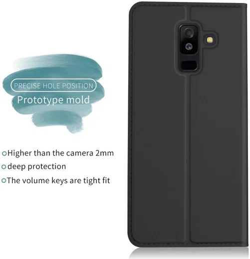 Samsung Galaxy A6 Premium Hoesje met Kaarthouder Zwart afbeelding 3
