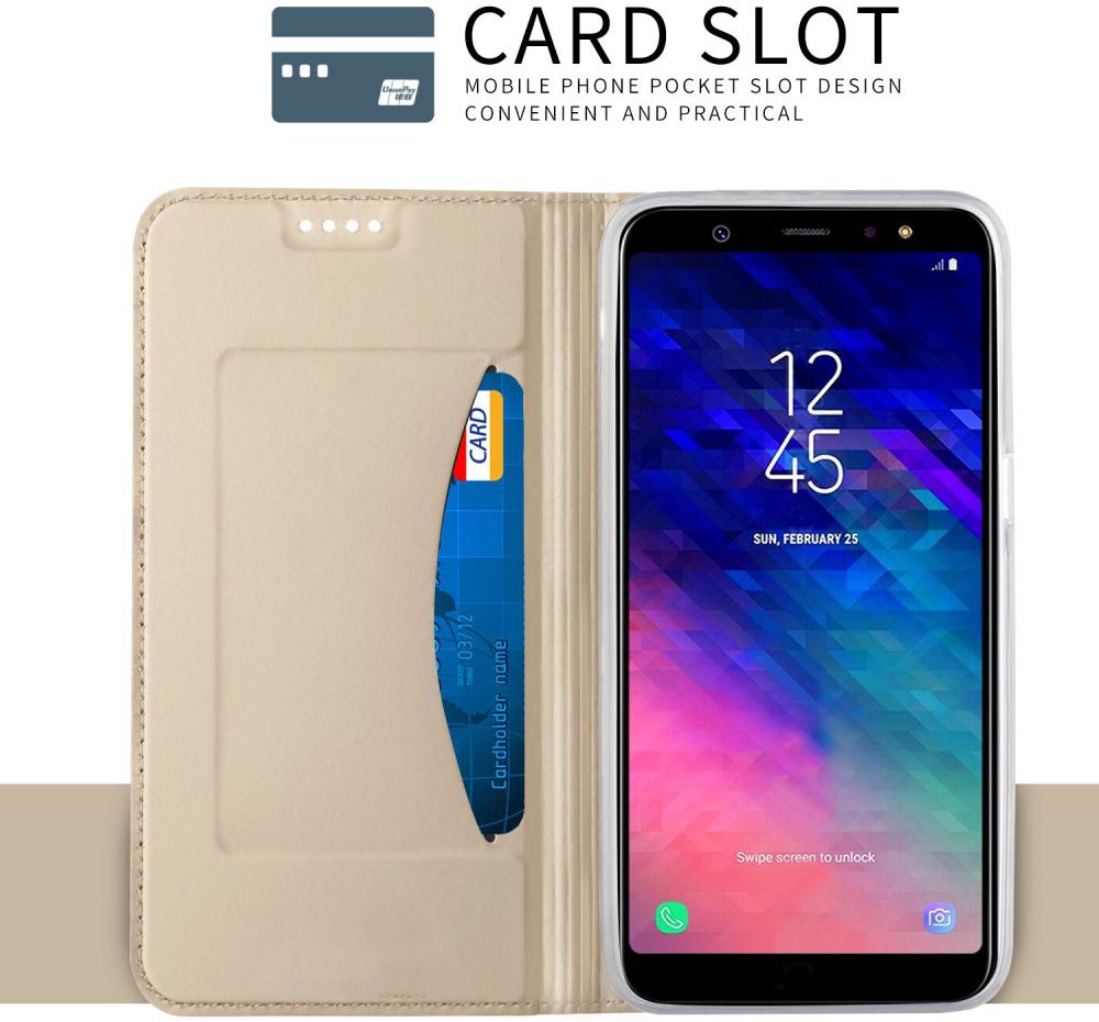 Samsung Galaxy A6 Premium Hoesje met Kaarthouder Goud afbeelding 2