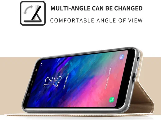 Samsung Galaxy A6 Premium Hoesje met Kaarthouder Goud afbeelding 3