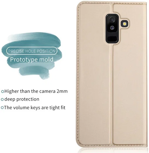 Samsung Galaxy A6 Premium Hoesje met Kaarthouder Goud afbeelding 5