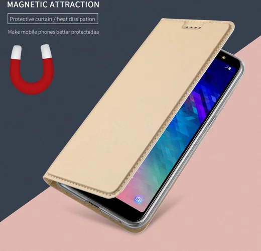 Samsung Galaxy A6 Premium Hoesje met Kaarthouder Goud afbeelding 6