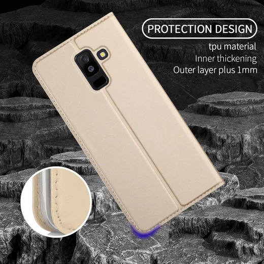 Samsung Galaxy A6 Premium Hoesje met Kaarthouder Goud afbeelding 7
