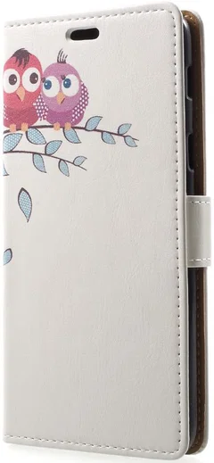 Samsung Galaxy A6 Lederen Portemonnee Hoesje met Cute Owls Print afbeelding 6
