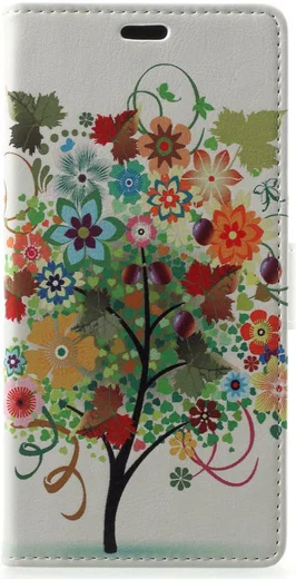 Samsung Galaxy A6 Plus Lederen Portemonnee Hoesje met Tree Print afbeelding 1