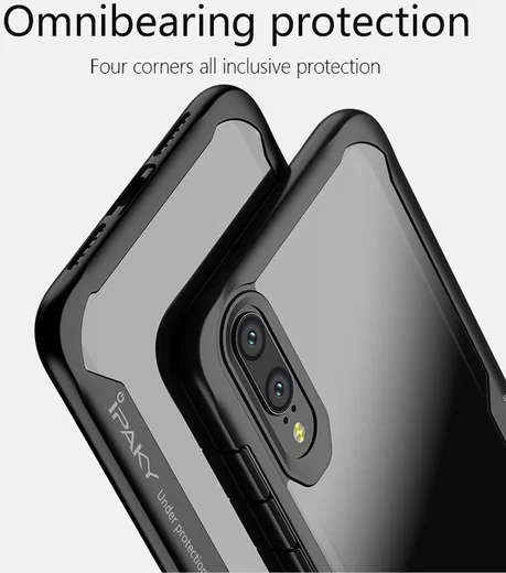Ipaky Hybrid Back Cover Case Huawei P20 Lite Zwart afbeelding 6