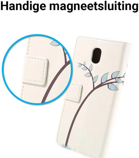 Samsung Galaxy J6 2018 Lederen Portemonnee Hoesje met Cute Owls Print afbeelding 3