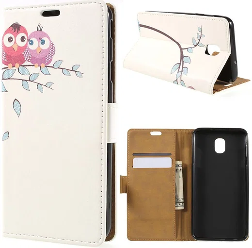 Samsung Galaxy J6 2018 Lederen Portemonnee Hoesje met Cute Owls Print afbeelding 7