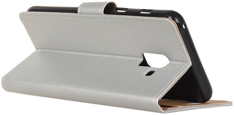 Samsung Galaxy A6 Lederen Wallet Stand Hoesje Zilver afbeelding 8