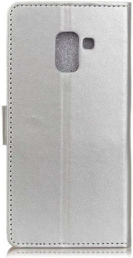 Samsung Galaxy A6 Lederen Wallet Stand Hoesje Zilver afbeelding 10