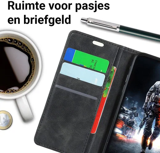 Samsung Galaxy A6 Lederen Wallet Book Case Zwart afbeelding 3