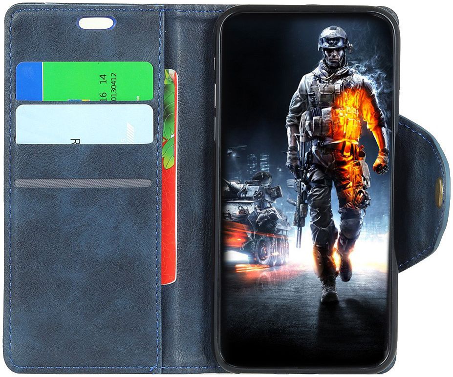 Samsung Galaxy A6 Lederen Wallet Book Case Blauw afbeelding 2