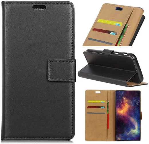 Samsung Galaxy A6 Plus Lederen Wallet Stand Hoesje Zwart afbeelding 9