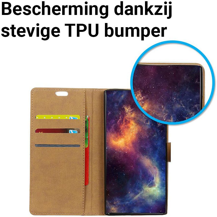 Samsung Galaxy A6 Plus Lederen Wallet Stand Hoesje Zwart afbeelding 5